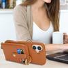 For iPhone 16 Case with Zipper Pouch/Ring Kickstand/Strap Litchi Texture PU + TPU Phone Cover