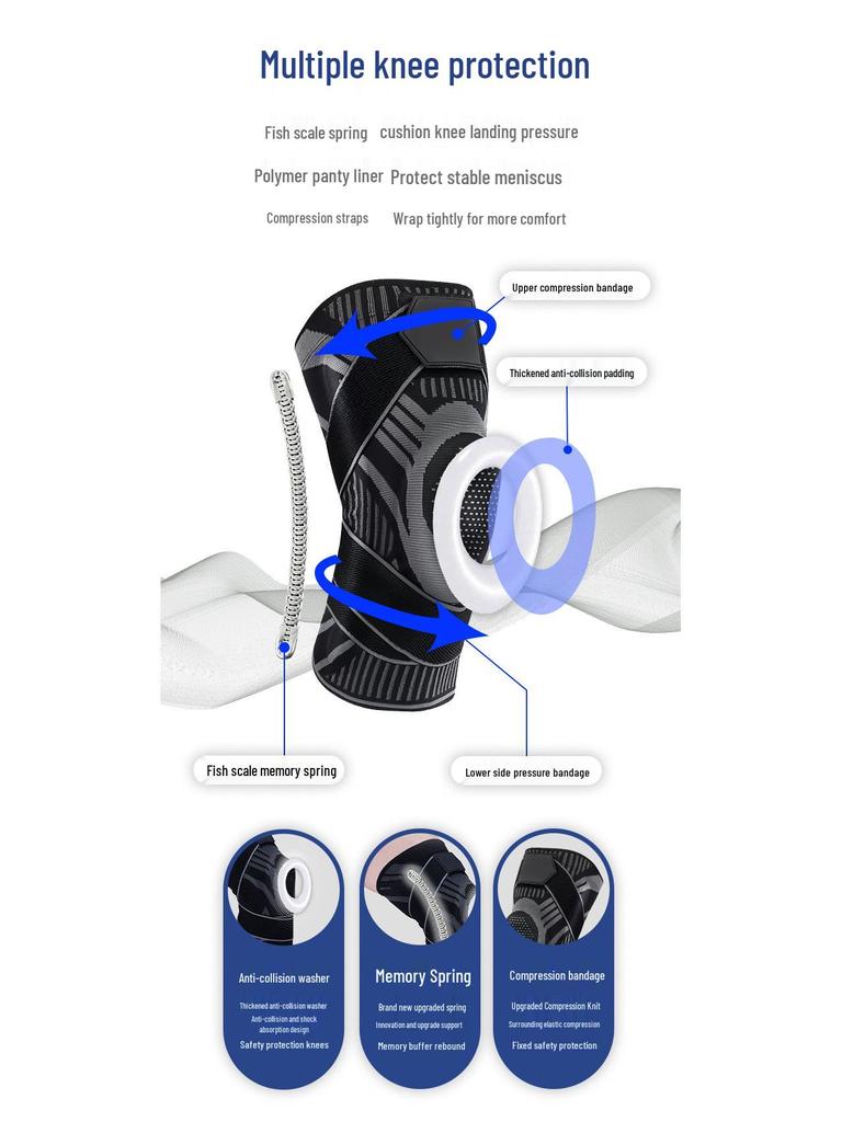 Knee Support Compression Pads for Outdoor Sports: Shock-Absorbing, Breathable, Anti-Collision for Basketball, Cycling, Running, Mountaineering