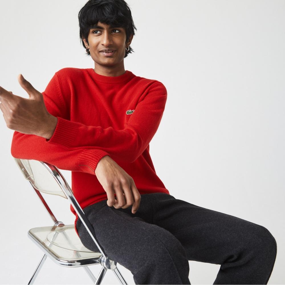

LACOSTE Мужской базовый пуловер с круглым вырезом [красный]