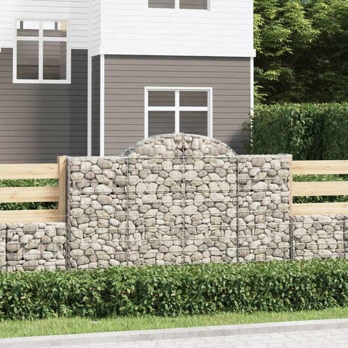 VidaXL Paniers à gabions arqués 11 pcs 200x50x120/140 cm Fer galvanisé, gabion, cage de gabion, panier de mur de gabion, mur 3146350