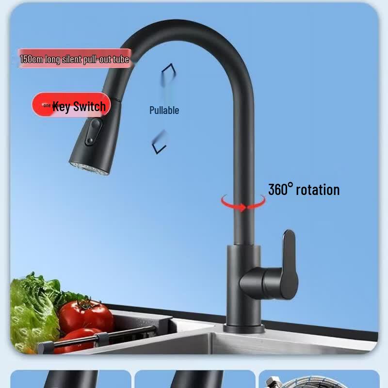 TLXT Stainless Steel Kitchen Pull-Out Swivel Faucet