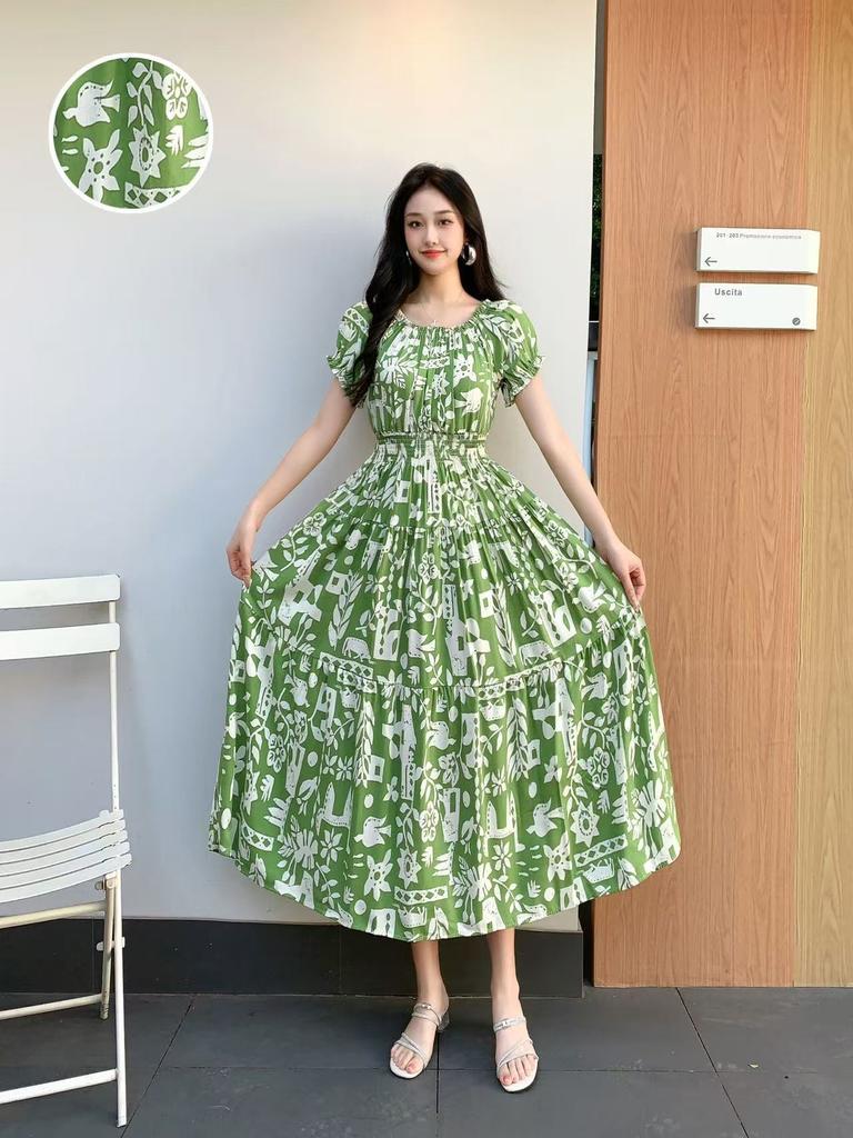 Off-Shoulder One-Neck Cotton Silk Dress Children's Summer Dress Bohemian Island Vacation Dress Travel Beach Dress