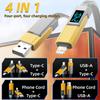 4-in-1USB Cable Type C PD Fast Charging Wire With Digital Display For iPhone Macbook iPad Samsung Xiaomi Type C Lighting Cable