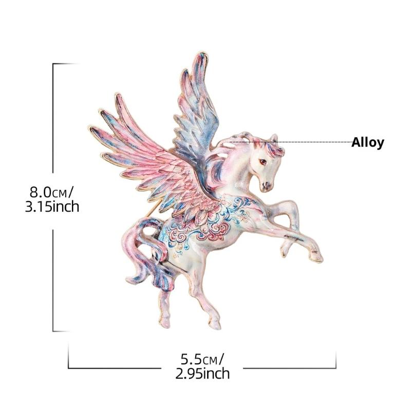 Beautiful Flying Horse Brooches For Women Men Enamel With Big Wings Elf Animal Party Office Brooch Pins Gifts