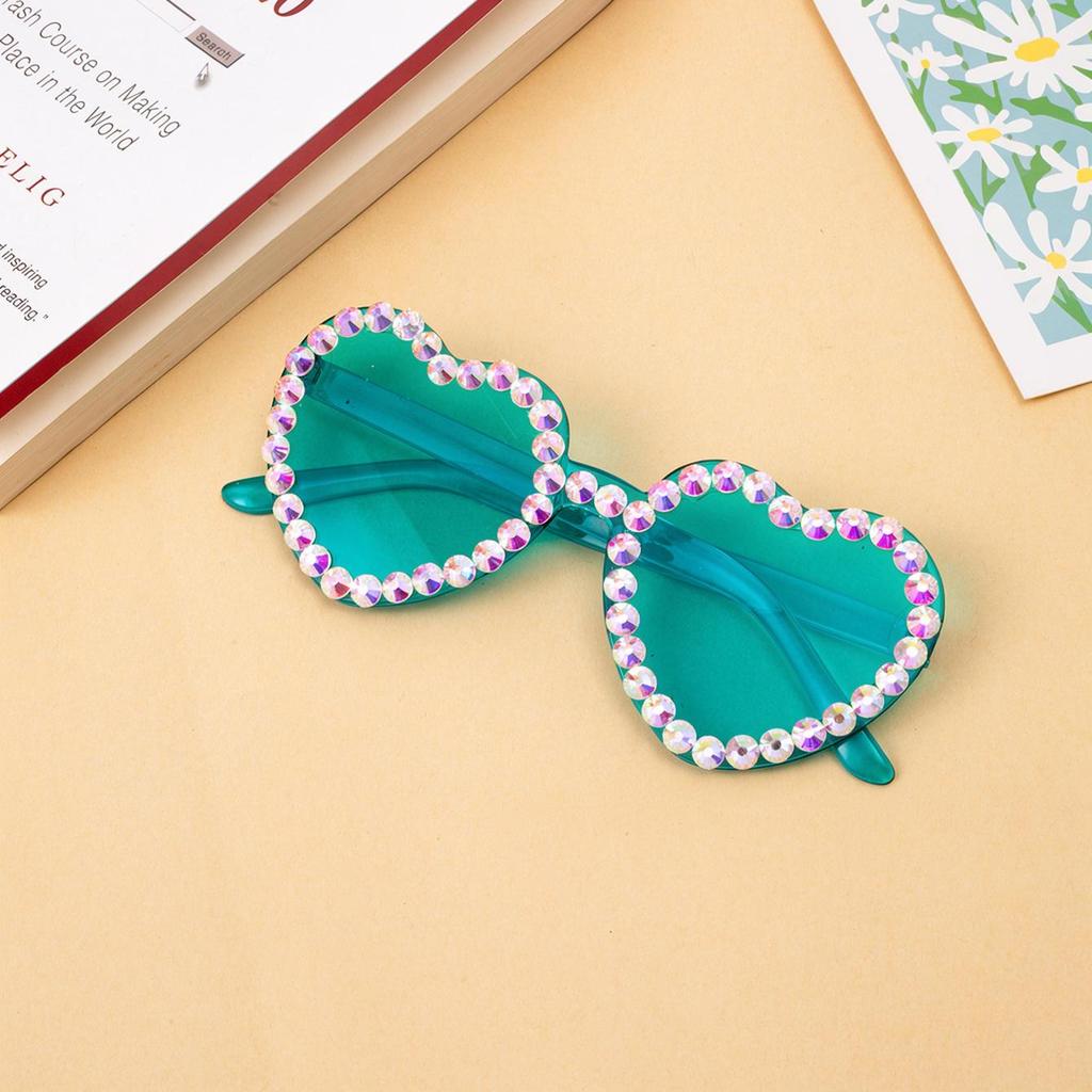 Y2K Love Heart Sunglasses Rimless Frame Rhinestone Decoration Sun Glasses Wedding Dance Party Eyewear Glasses for Women Girs