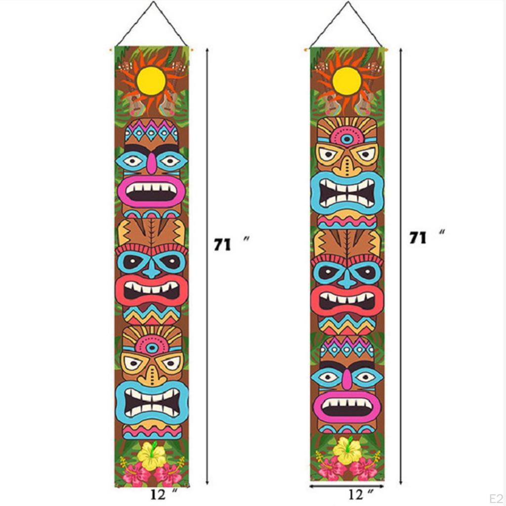 2x Door Banners, Hawaiian Hanging Selfie Scene Create Porch Sign for Party Birthday Jungle