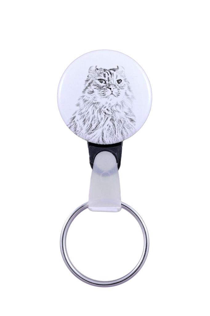 American Curl Cat - Handmade Keychain with a Cat Portrait, Purse Charm, Product of the Art-Dog Brand.