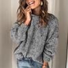 Women's Floral Dot Knit Pullover Sweater - Casual Long Sleeve, Round Neck, Autumn Winter