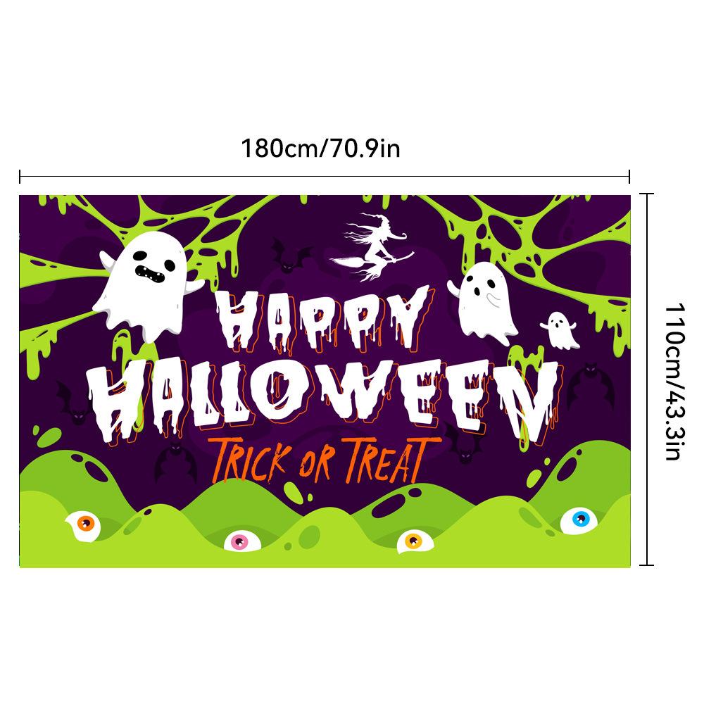 1pc Cute Scary Halloween Party Backdrop Ghost Pumpkin Skull for Halloween Party Decoration Dustproof Banner Photo Background