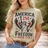 America 250 Freedom Since 1776 Winged Statue of Liberty Graphic T Shirt Women Vintage Patriotic 4th of July Casual Cotton Shirt