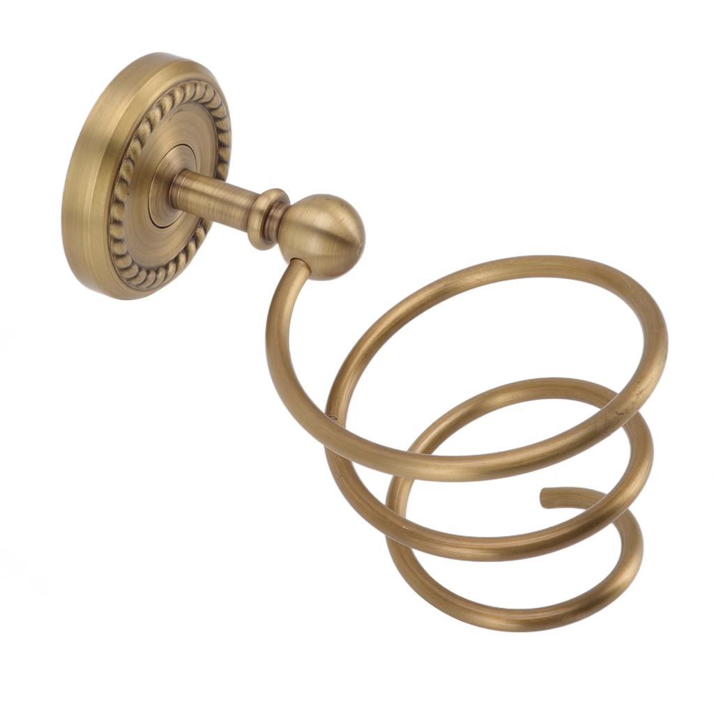 Hair Dryer Holder Antique Brass Hair Care Tools Holder Wall Mount Bronze Finished Spiral Hair Dryer Hanging Rack