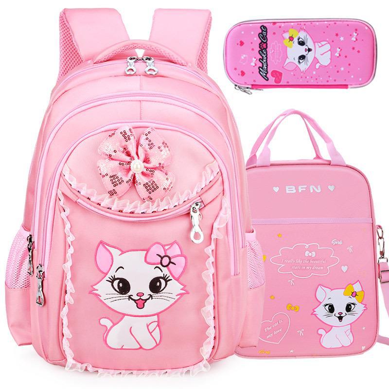 Elementary School Korean Princess Backpack for Girls, Ages 7-12, Grades 1-6, Double Shoulder Strap, Cute Design