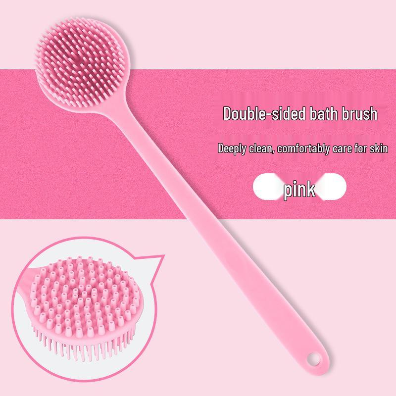 Dual-Sided Silicone Back Scrubber: Long-Handled, Thickened Bathroom Brush with Customizable Colors