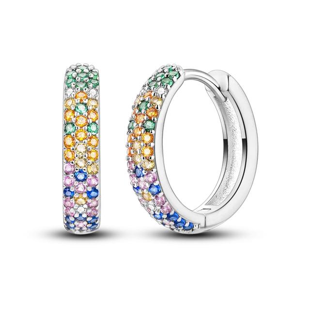 Новые серьги-кольца с двойным кольцом из серебра 925 пробы с цирконием — фото 52