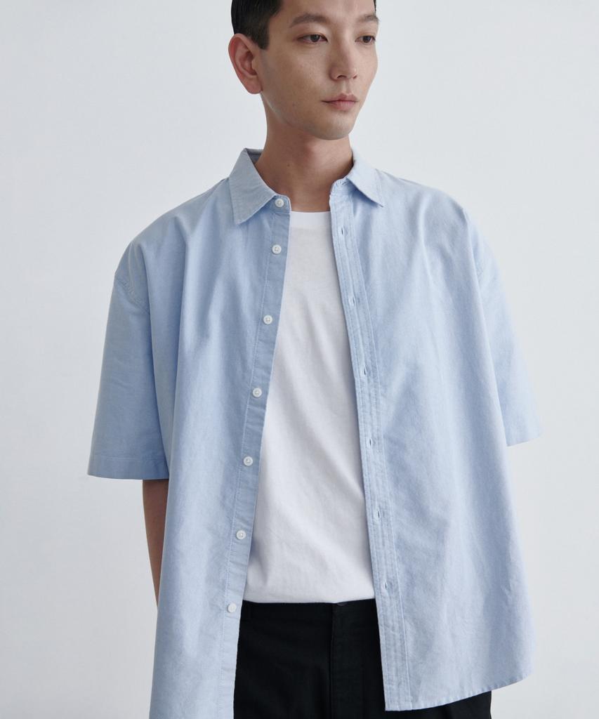 MUSINSA STANDARD Oversized Oxford Short Sleeve Shirt [Sky Blue]