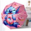 1pc Sturdy 8-Bone Auto Umbrella, Stitch Pastel Donut Floral Umbrella, Digital Printed, Foldable Umbrella for On-the-Go Outdoor Use