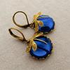 Royal Blue Zircon Oval Earrings Fashionable High-End Design Accessories for Banquets Personalized Simple Zircon