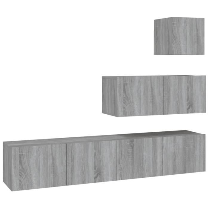 VidaXL Ensemble de meubles TV 4 pcs Sonoma gris Bois d'ingénierie 3114652
