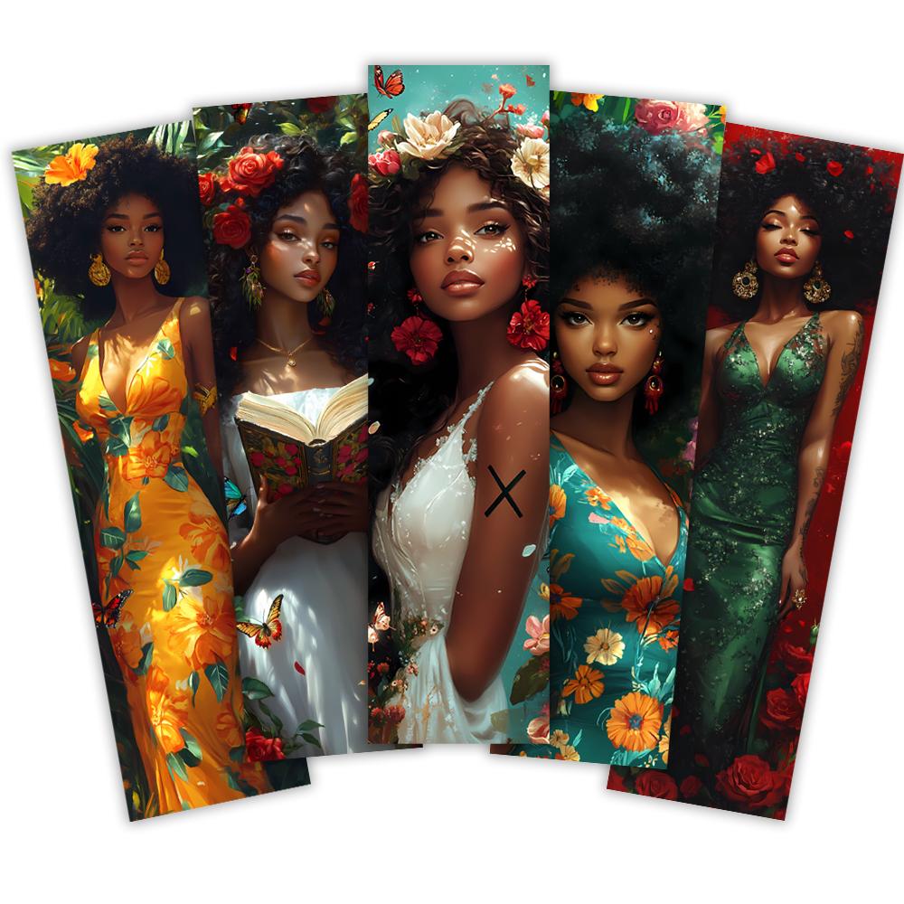 32pcs, Floral Black Woman Bookmark, Back To School Season, Christmas, Halloween, Suitable for Teachers, Readers, Birthday Gifts.