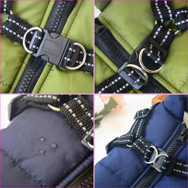 Giacca impermeabile calda per cani, vestiti invernali per cani con imbracatura, cappotto da bulldog francese, costume per animali domestici per cani di piccola e grande taglia, chihuahua