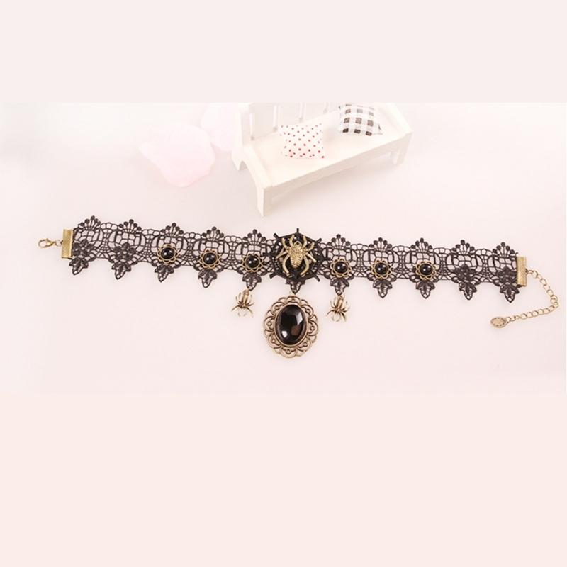 Gothic Lace Choker Necklace With Spiders Pendant Your Unique Style With This Gothic Lace Choker