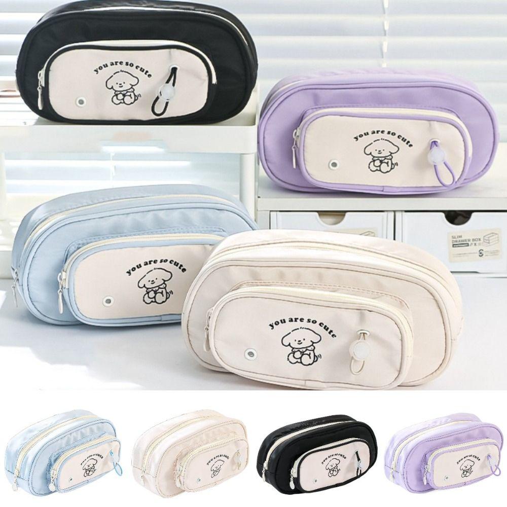 

Portable Stationery Storage Bag Cute Zipper Bag Dopamine Happy Puppy Pen Bag School Supplies синий
