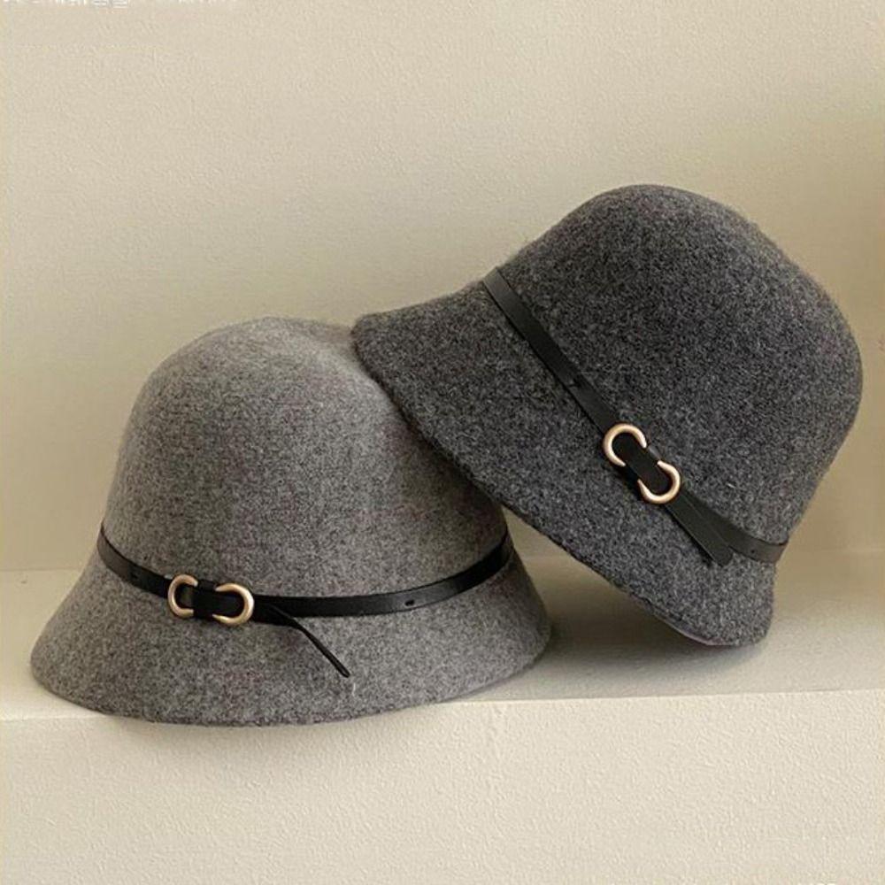Pure Color Women's Formal Hat Elegant Basin Hat Casual Wool Fisherman Hat  Autumn