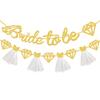 Glitter Bride To Be Banner for Wedding Bridal Shower Decoration Bachelorett Party Diamond Yarn Dress Garland Flag Photo Props