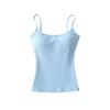 Canottiera da donna con spalline sottili, vestibilità aderente, tinta unita, basic, casual, corta