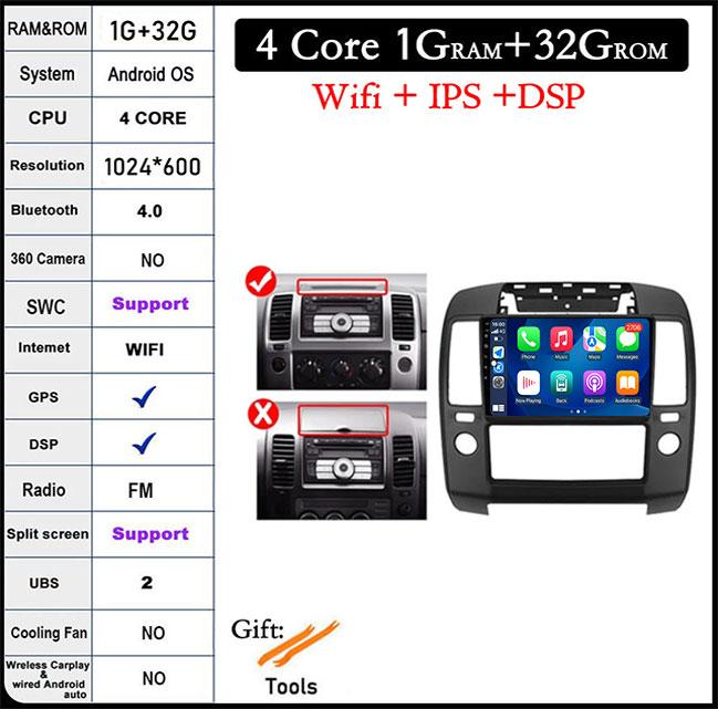 

Для Nissan Navara 3 D40 2004 - 2010 4G+WIFI Android 14 Автомобильный Радио Мультимедийный Плеер Видео GPS DSP Навигация Стерео Авто BT