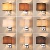 Bedroom Wall Lamp with Fabric Lampshade Modern Reading Light Metal 6W LED Wall Light for Living Room Bedside Home Decor
