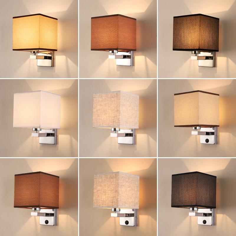 Bedroom Wall Lamp with Fabric Lampshade Modern Reading Light Metal 6W LED Wall Light for Living Room Bedside Home Decor