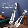 Stainless Steel Non-Slip Food Tongs Meat Salad Bread Clip Barbecue Grill Buffet Clamp Cooking Kitchen Accessory