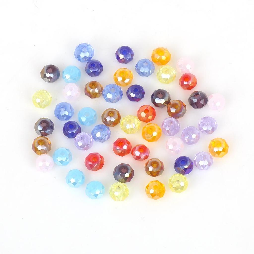 4mm Iridescent Glass Crystal Wheel Beads - Faceted Loose Abacus Beads for DIY Projects