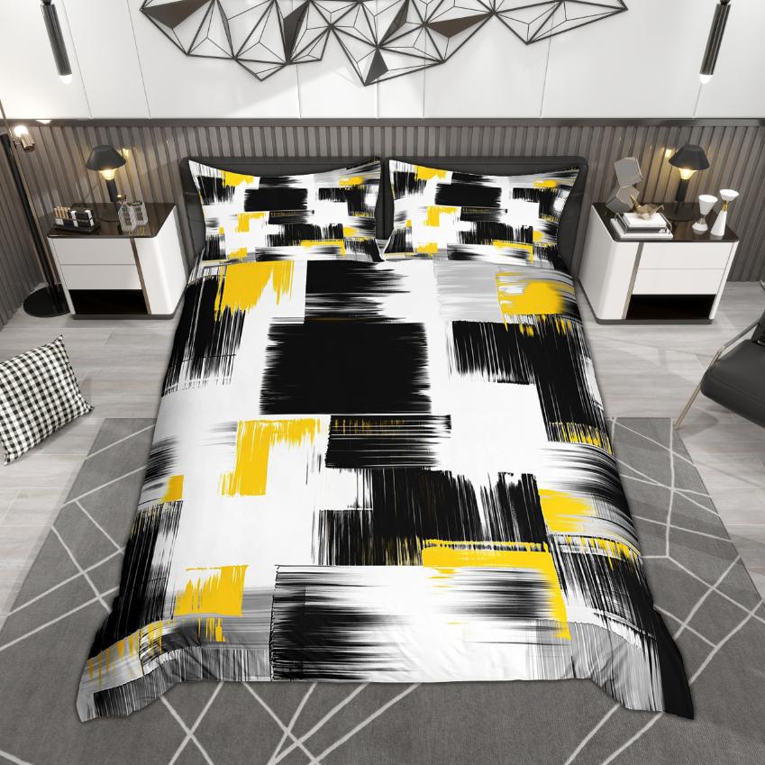 Homewish Aesthetic Ombre Duvet Cover Set, Chic Oil Painting Bedding Set, Hippie Graffiti Quilt Cover Set, Minimalist Room Decor