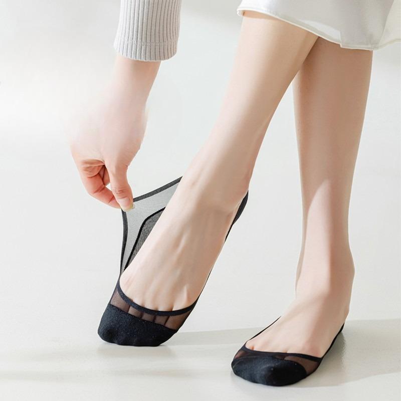 Kleine Bootssocken für Damen im Sommer, Dünne kleine Socken für kleine Damenfüße, Flache Öffnung, Unsichtbar rutschfest, Ohne Fersensprung