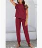 2026 Sommer Damen Zweiteiliges Gestreiftes Jogging-Set: Kurzarm-Oberteil & Lange Hose