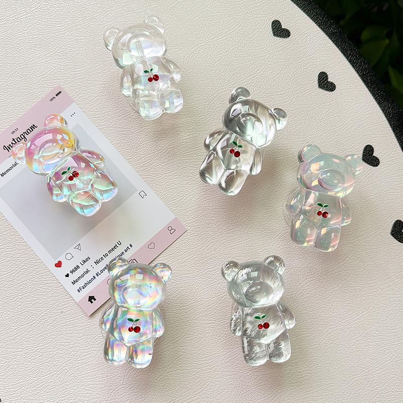 Little Cherry Laser Bear Mobile Phone Airbag Bracket Paste Retractable Creative Desktop Watching Drama Lazy Grip Bracket