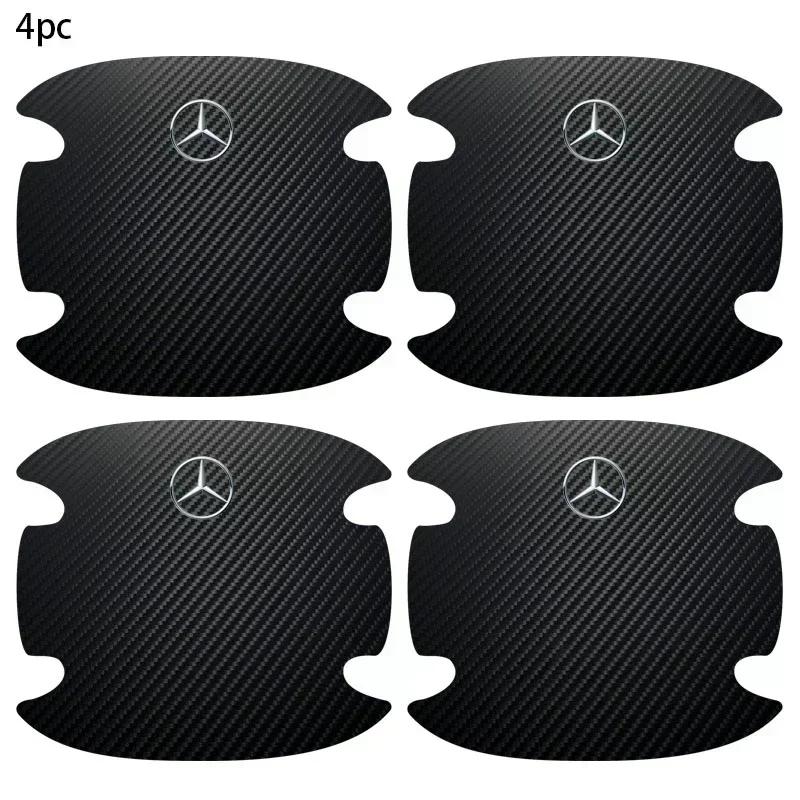 4PCS Car Door Handle Bowl Scratch Protector Carbon Fiber Stickers For Mercedes Benz A C E Class GLE GLB GLC W205 W212 W213 X253