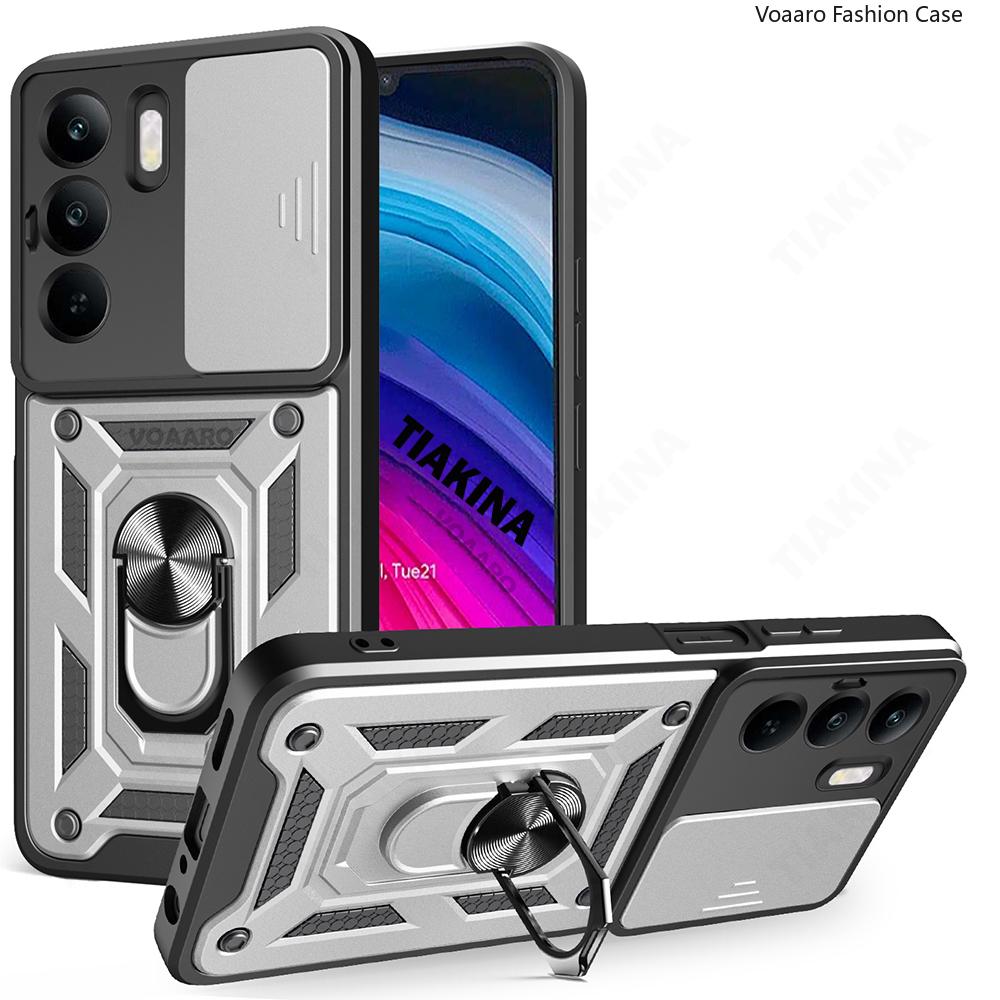 

Чехол-накладка Slide Lens Armor для Realme C71 4G Чехол для OPPO Realme C71 4G Чехол с магнитной подставкой-кольцом Ударопрочная защитная крышка for Realme C71 4G серебряный