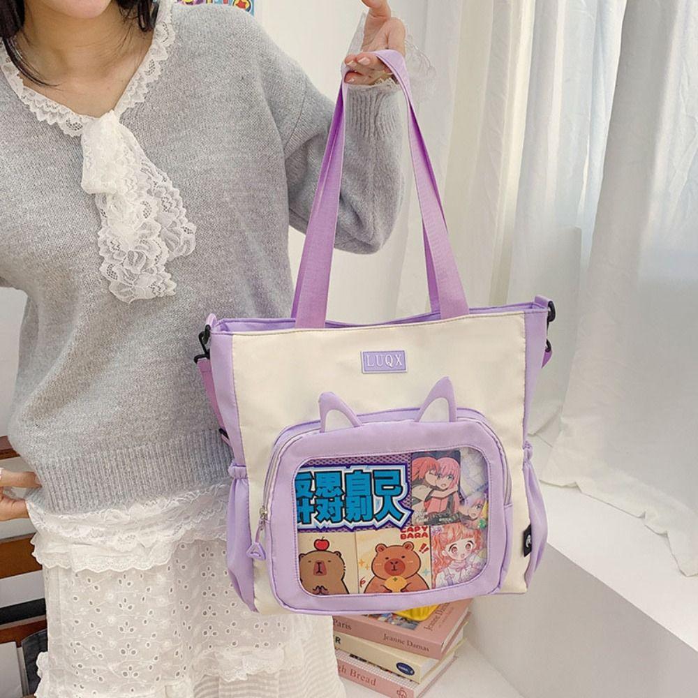 Zipper Transparent Crossbody Bag Cat Ear Shoulder Bag Portable Transparent Itabag Women