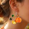 Decorative Fall Festival Earrings 1 Pair Pumpkin Acrylic Drop Earrings, 2D Harvest Dangle Fashionable Autumn Outfit Jewelry for Women, Halloween