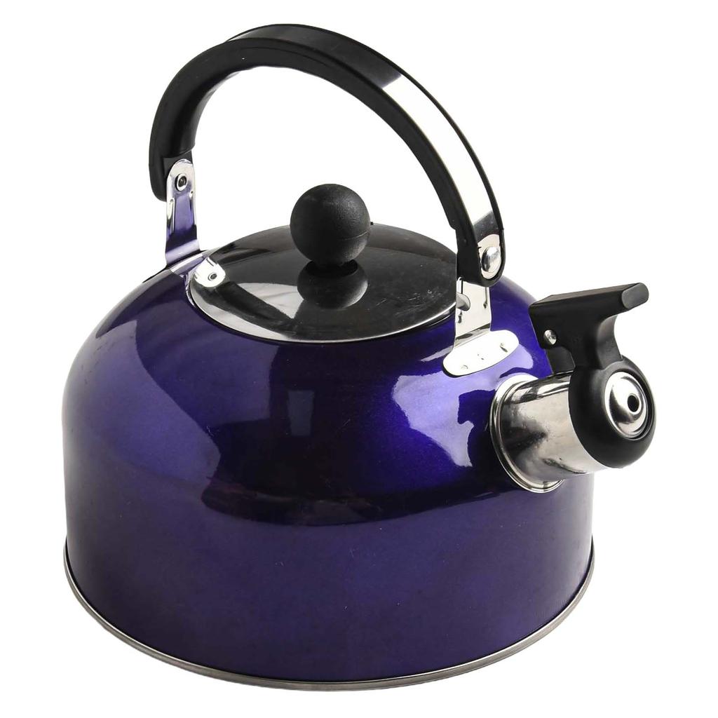 Stainless Steel Whistling Kettle Flat Bottom Household Semi-Spherical Water Boiler for Induction and Gas Stovetops 2L Capacity Durable Handle