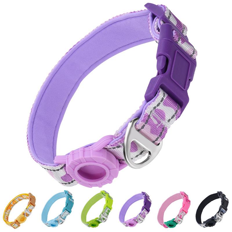 Dog Leash & Collar Set with AirTag Holder For Small Medium Large Dogs,5 FT Double Rope Leashes with Adjustable Reflective Collar