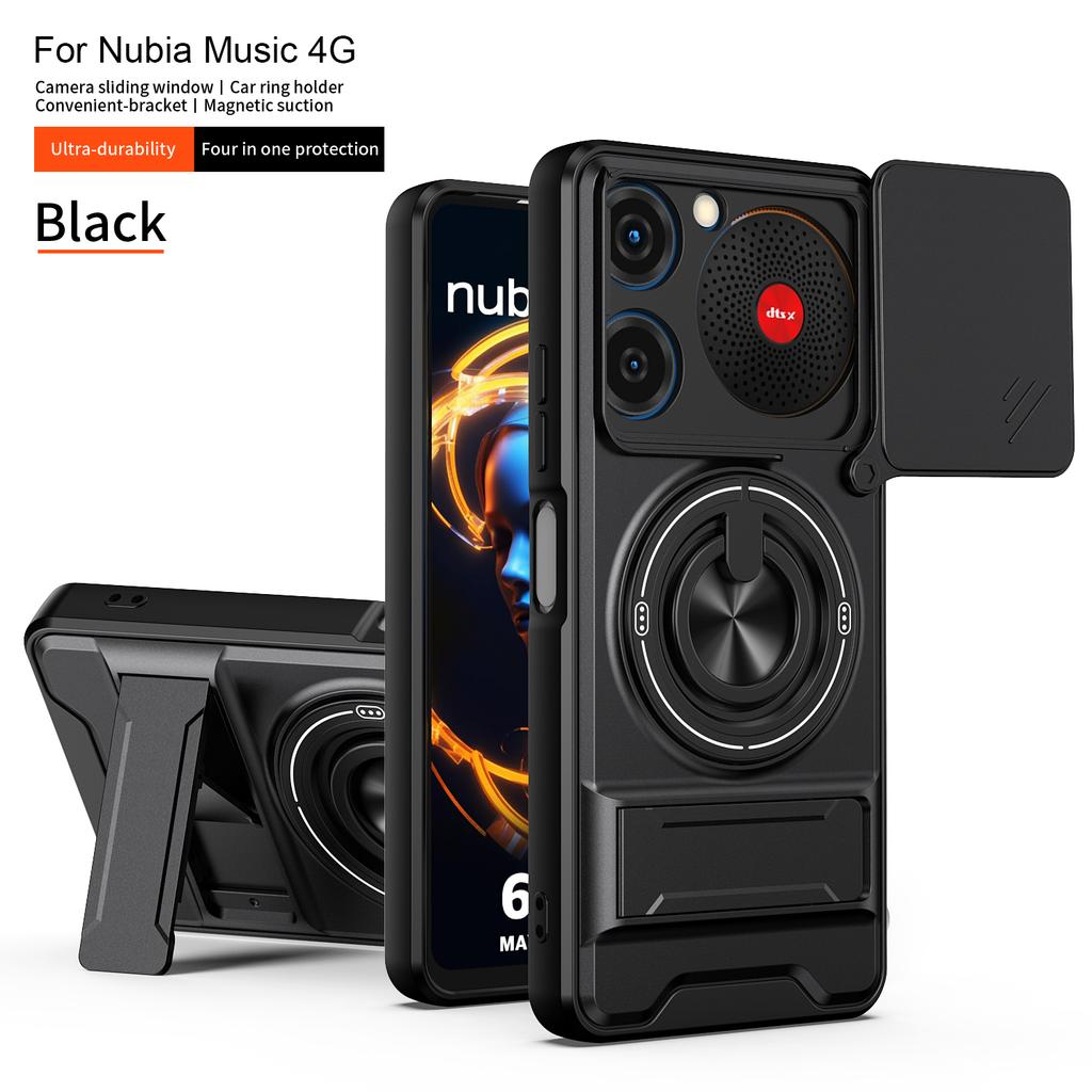 Per ZTE nubia Custodia Musica ZTE nubia Music 4G Cover Custodia Telefono Magsafe Magnetico Pieghevole Supporto Armatura Militare Custodia Protezione Fotocamera