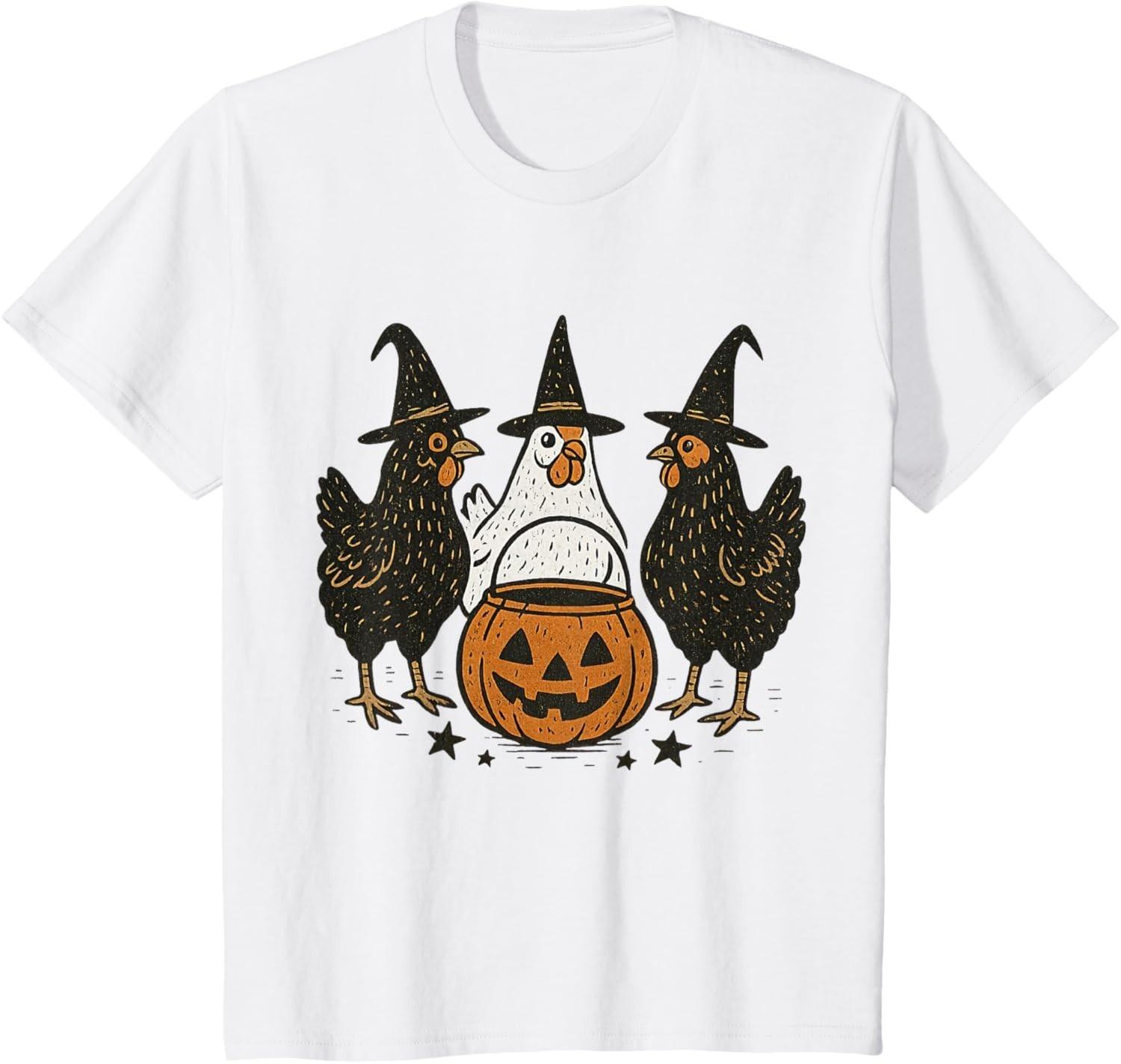 Chicken Halloween Costume Spooky Season Funny Chickens Witch unisex T-Shirt Mens Womens Tees Top 4XL