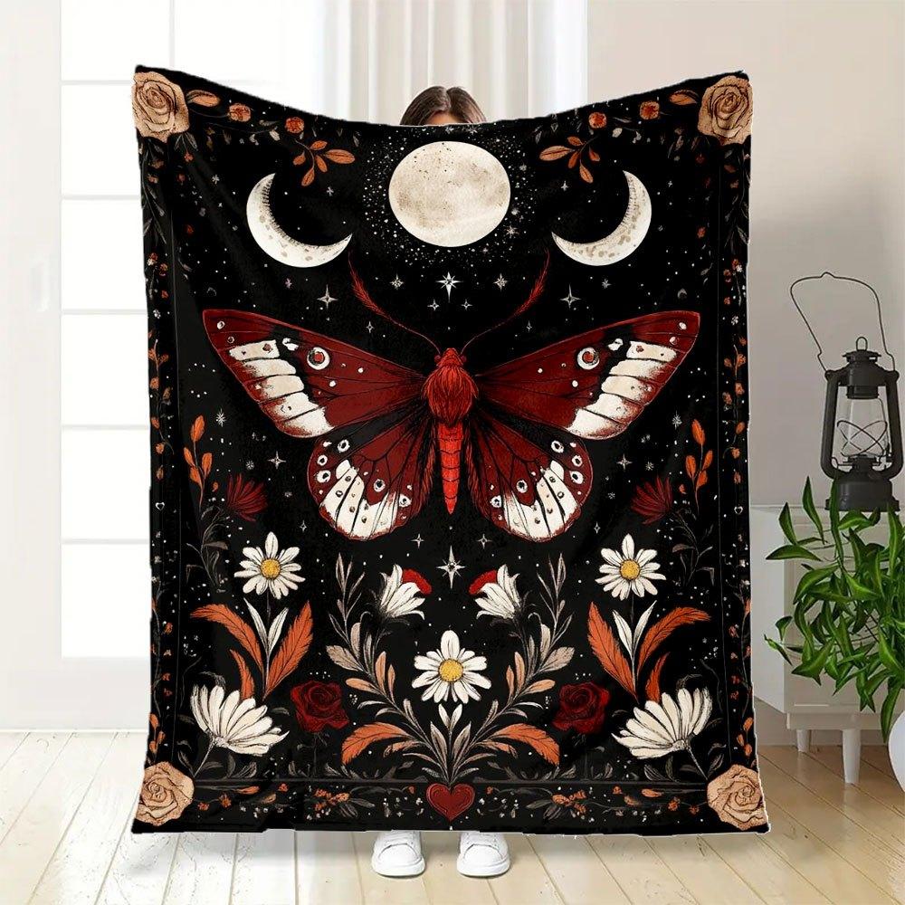 "Night Sky Butterfly Wall Art Print"Blanket Flannel Throw Blanket for Sofa, Bed, Travel, Camping, Office, Couch, Chair, And Bed Gift for Chr