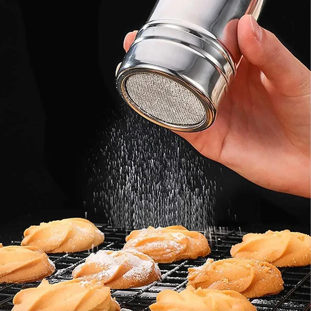 1pc-Stainless Steel Coffee Shaker Cocoa Chocolate Flour Powdered Sugar Sieve Filters Foam Spray Kitchen Cake BBQ Tools With Lid