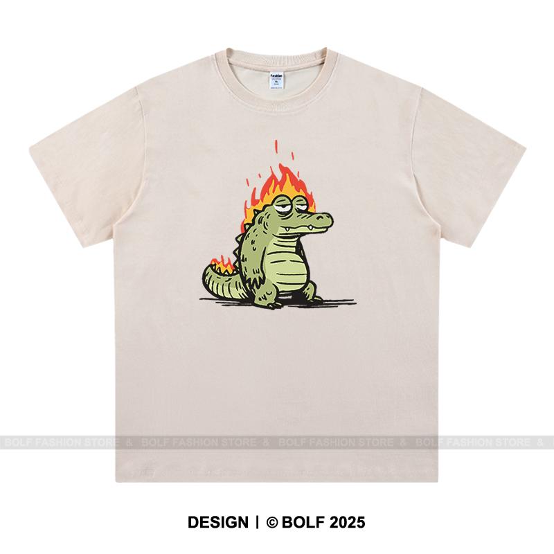 

Мила мультяшна чоловіча футболка з принтом алігатора 100% бавовна оверсайз смішні футболки з графікою тварин для чоловіків літні повсякденні топи 4XL