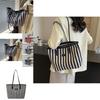 Chic Fashionable Striped Canvas Tote Bag 2024 New Large Capacity Handbag For Women